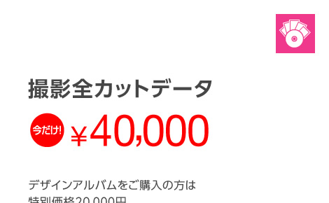 撮影全カットデータ 今だけ!40,000円 デザインアルバムをご購入の方は特別価格20,000円