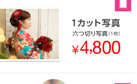 1カット写真(六つ切り写真1枚)4,800円